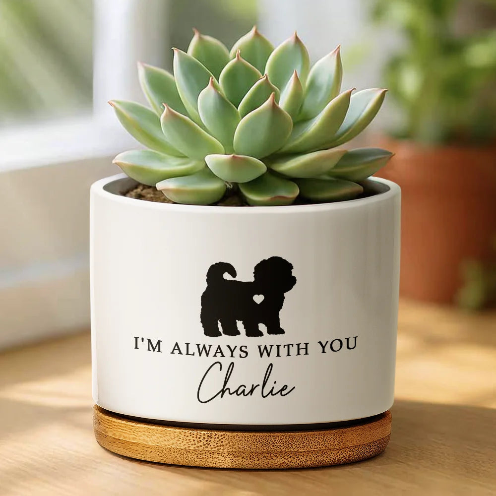 Memorial,Pet Lovers,Pet Mom,Pet Dad,Dog Lovers,Dog Mom,Dog Dad,Sad - Memorial Never Forgotten - Personalized Ceramic Plant Pot