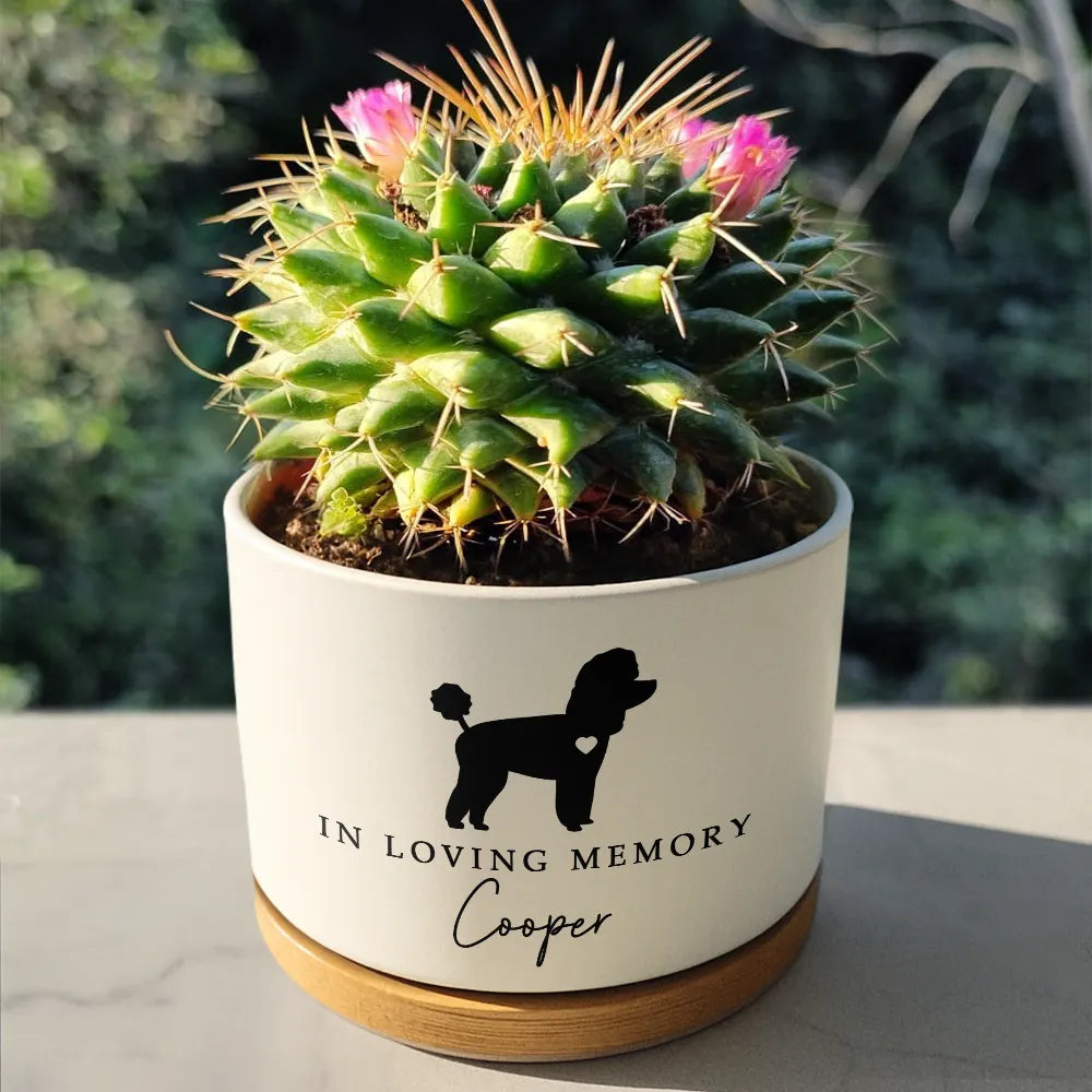 Memorial,Pet Lovers,Pet Mom,Pet Dad,Dog Lovers,Dog Mom,Dog Dad,Sad - Memorial Never Forgotten - Personalized Ceramic Plant Pot