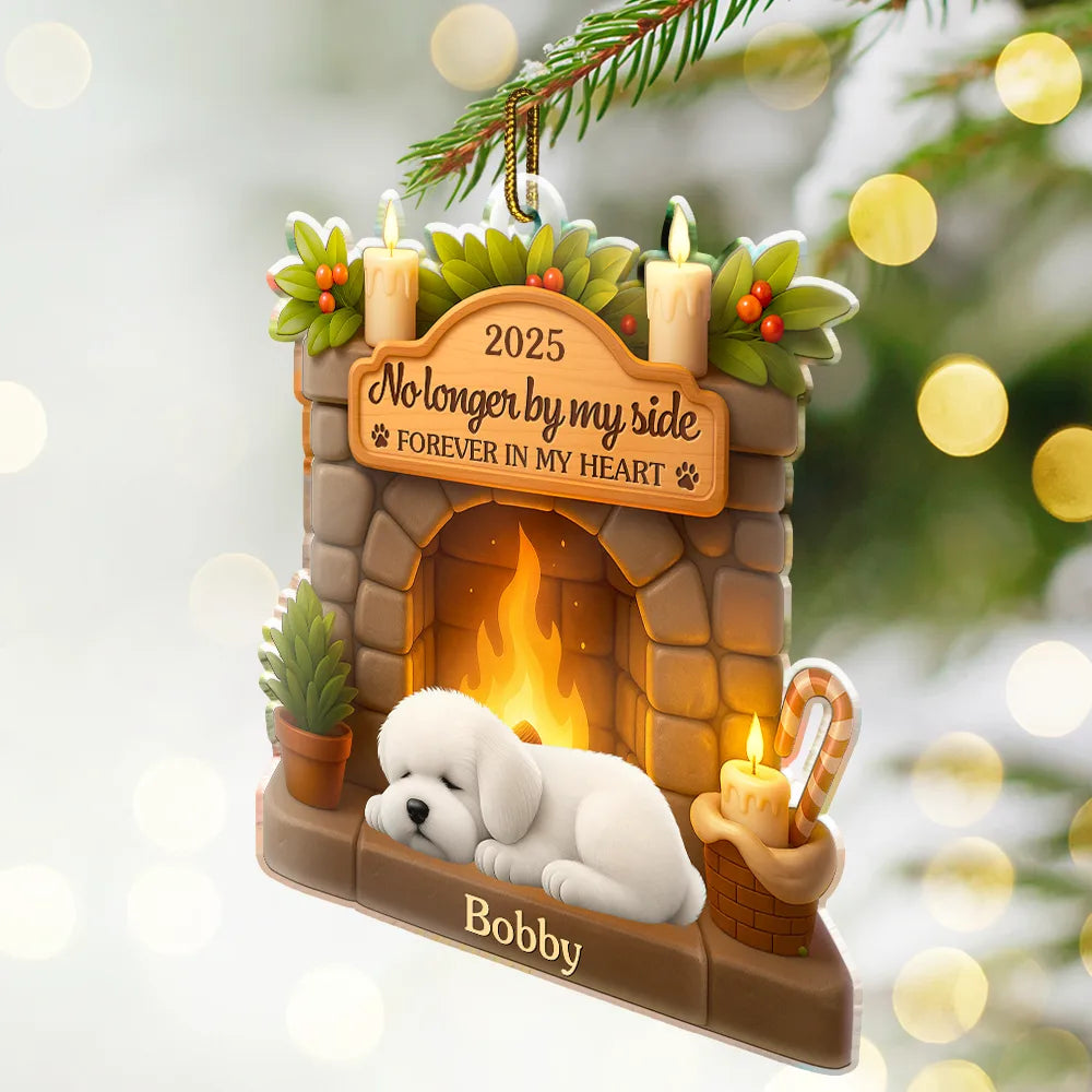 Dog Lovers, Dog Mom, Dog Dad, Dog Couple, Gift For Women, Gift For Men, Memorial, Christmas, Sad - Memorial Once By My Side Forever In My Heart - Personalized Custom Shaped Acrylic Ornament