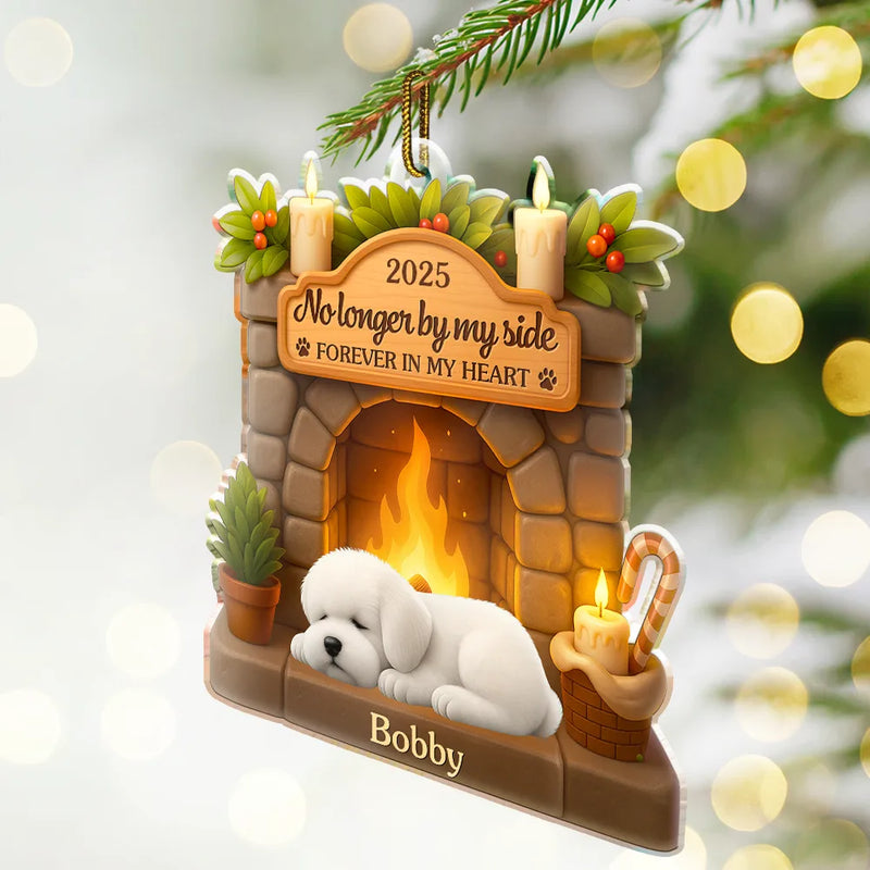 Dog Lovers, Dog Mom, Dog Dad, Dog Couple, Gift For Women, Gift For Men, Memorial, Christmas, Sad - Memorial Once By My Side Forever In My Heart - Personalized Custom Shaped Acrylic Ornament