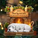 Dog Lovers, Dog Mom, Dog Dad, Dog Couple, Gift For Women, Gift For Men, Memorial, Christmas, Sad - Memorial Once By My Side Forever In My Heart - Personalized Custom Shaped Acrylic Ornament