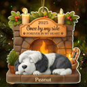 Dog Lovers, Dog Mom, Dog Dad, Dog Couple, Gift For Women, Gift For Men, Memorial, Christmas, Sad - Memorial Once By My Side Forever In My Heart - Personalized Custom Shaped Acrylic Ornament