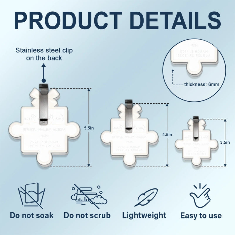 Memorial, Gift For Women, Gift For Men, Family, Sad - Memorial Our Missing Piece - Personalized Custom Shaped Acrylic Car Visor Clip