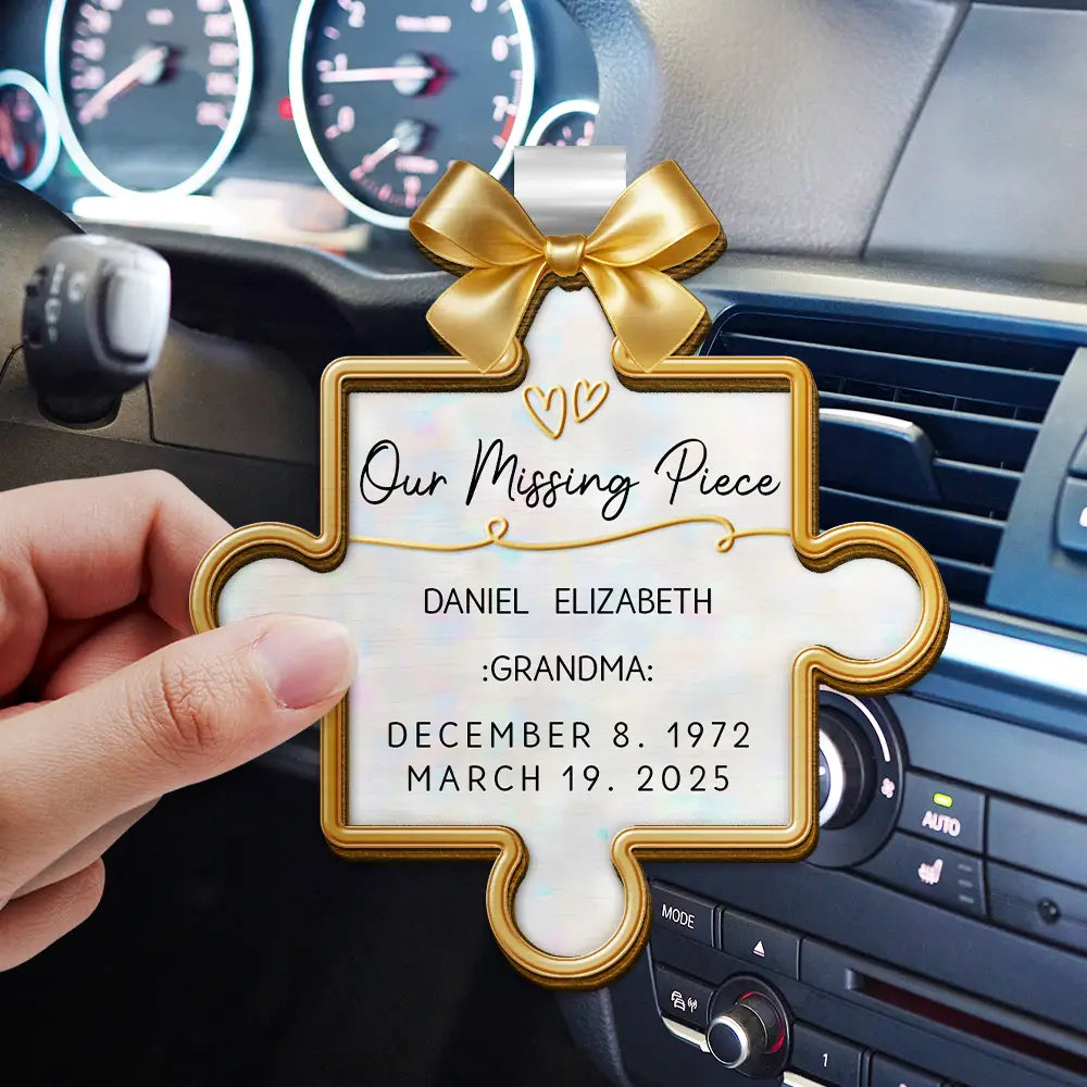 Memorial,Gift For Women,Gift For Men,Family,Sad,Top Market - Memorial Our Missing Piece - Personalized Custom Shaped Car Visor Clip