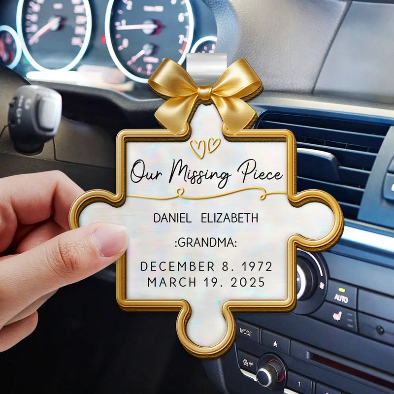 Memorial,Gift For Women,Gift For Men,Family,Sad,Top Market - Memorial Our Missing Piece - Personalized Custom Shaped Car Visor Clip