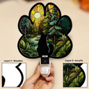 Memorial, Pet Lovers, Pet Mom, Pet Dad, Dog Lovers, Dog Mom, Dog Dad, Cat Lovers, Cat Mom, Cat Dad, Love - Paw Shaped Light With Dog Cat - Personalized Plug-in Night Light