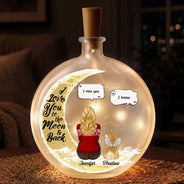 Christmas,Pet Memorial,Sympathetic,Pet Lovers,Memorial,Vector - Memorial Pet I Love You To The Moon And Back - Personalized Round Flat Bottle Light