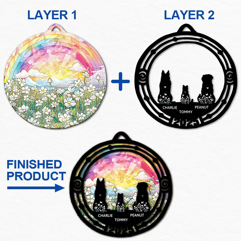 Sad,Memorial,Pet Lovers,Christmas - Memorial Pet Silhouette - Personalized 2-Layered Wooden Ornament