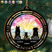 Sad,Memorial,Pet Lovers,Christmas - Memorial Pet Silhouette - Personalized 2-Layered Wooden Ornament