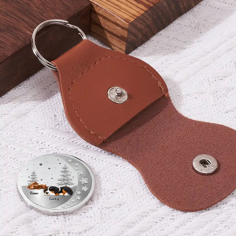 Memorial, Pet Lovers, Pet Mom, Pet Dad, Dog Lovers, Dog Mom, Dog Dad, Sad, Top Market - Memorial Sleeping Dog Carry Me Close - Personalized Leather Pocket Hug