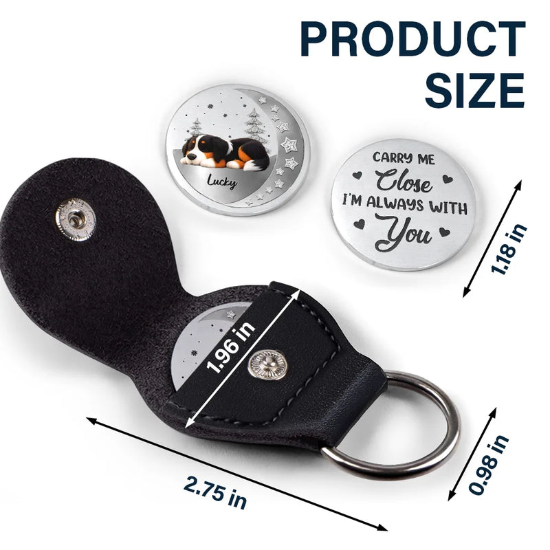 Memorial, Pet Lovers, Pet Mom, Pet Dad, Dog Lovers, Dog Mom, Dog Dad, Sad, Top Market - Memorial Sleeping Dog Carry Me Close - Personalized Leather Pocket Hug