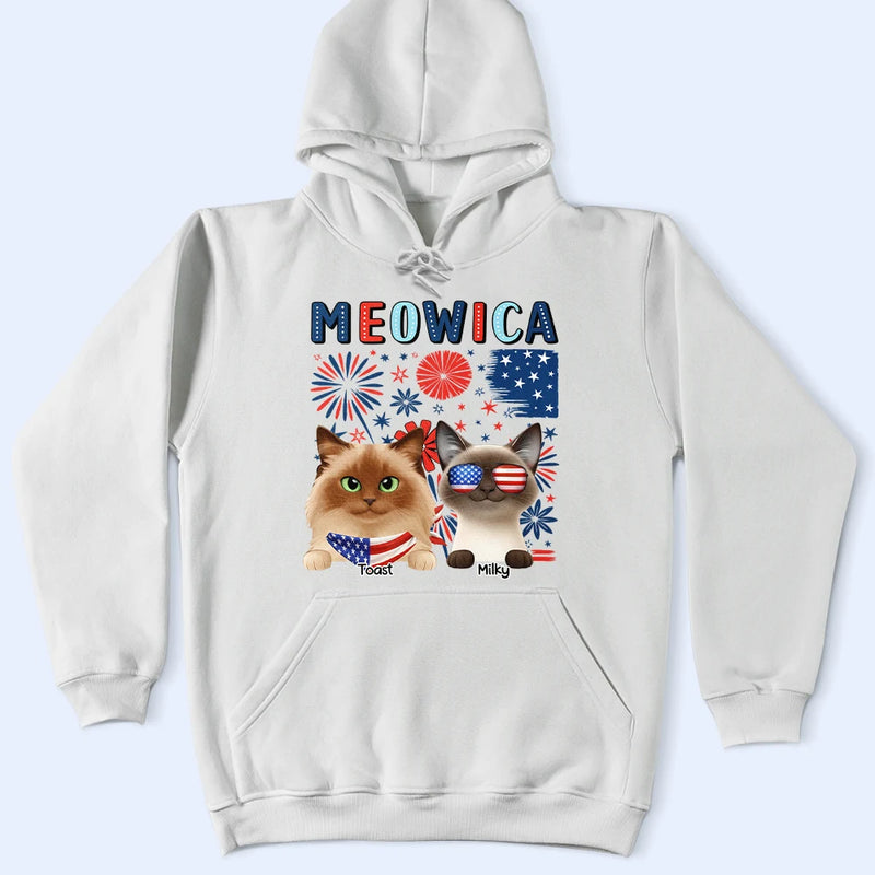 Funny,Cat Lovers,Pet Lovers,Independence Day - Meowica Independence Day - Personalized T Shirt