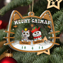 Pet Lovers,Pet Mom,Pet Dad,Cat Lovers,Cat Mom,Cat Dad,Christmas,Happy - Meowy Catmas - Personalized 3-Layered Acrylic Shaker Ornament
