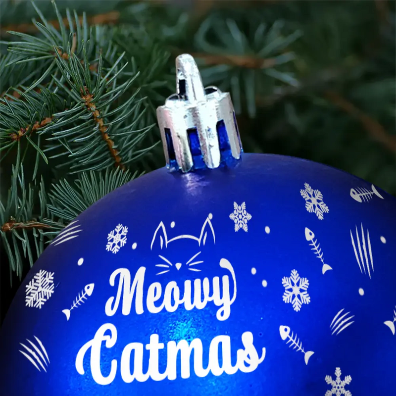 Cat Lovers,Pet Lovers,Happy,Christmas - Meowy Catmas - Personalized Ball Ornament