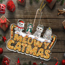 Funny,Cat Lovers - Meowy Catmas - Personalized Custom Shaped Acrylic Ornament
