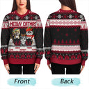 Cat Lovers,Pet Lovers,Christmas,Funny - Meowy Catmas 3D Effect Cat - Personalized Unisex Ugly Sweater