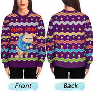 Cat Lovers, Funny - Meowy Catmas 3D Effect Hanging Cat Fun Tinsel - Personalized Unisex Ugly Sweater