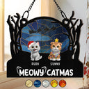 Christmas, Cat Lovers, Dog Lovers, Pet Lovers, Happy - Meowy Catmas Christmas Pet Lovers - Personalized Window Hanging Suncatcher Ornament