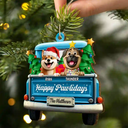 Christmas,Pet Lovers,Happy,Cat Lovers,Dog Lovers - Meowy Catmas Christmas Tree - Personalized Custom Shaped Wooden Ornament
