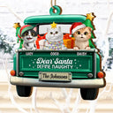 Christmas,Pet Lovers,Happy,Cat Lovers,Dog Lovers - Meowy Catmas Christmas Tree - Personalized Custom Shaped Wooden Ornament