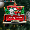 Christmas,Pet Lovers,Happy,Cat Lovers,Dog Lovers - Meowy Catmas Christmas Tree - Personalized Custom Shaped Wooden Ornament