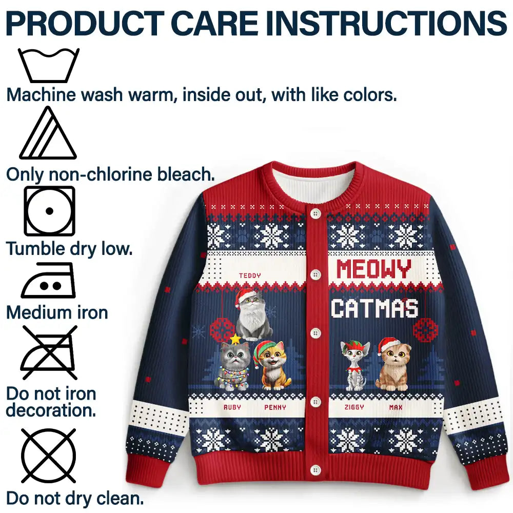 Cat Lovers,Cat Mom,Funny,Christmas - Meowy Catmas Funny 3D Effect Cats - Personalized Cardigan