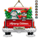 Christmas, Pet Lovers, Cat Lovers, Happy - Meowy Christmas Christmas Red Truck - Personalized Custom Shaped Wood Sign