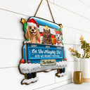 Christmas, Pet Lovers, Cat Lovers, Happy - Meowy Christmas Christmas Red Truck - Personalized Custom Shaped Wood Sign