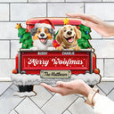 Christmas, Pet Lovers, Cat Lovers, Happy - Meowy Christmas Christmas Red Truck - Personalized Custom Shaped Wood Sign