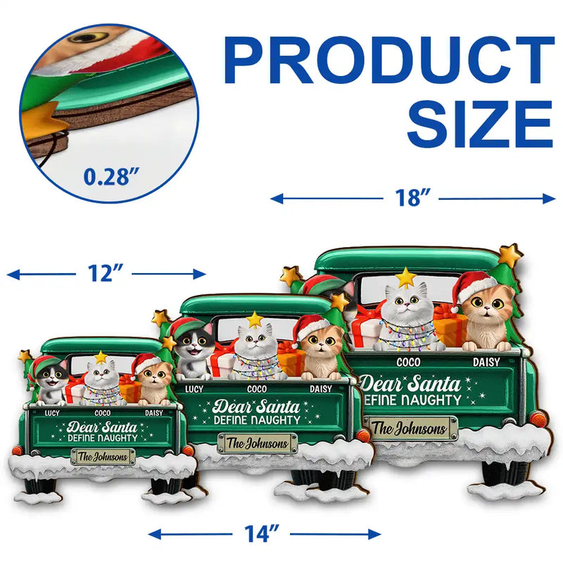 Christmas, Pet Lovers, Cat Lovers, Happy - Meowy Christmas Christmas Red Truck - Personalized Custom Shaped Wood Sign