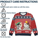 Pet Lovers, Pet Mom, Pet Dad, Cat Lovers, Cat Mom, Cat Dad, Happy, Christmas - Meowy Christmas Hidden Message - Personalized Unisex Ugly Sweater