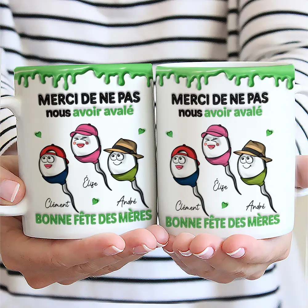 Gift For Mother,Gift For Women,Funny,French,French,Top Market,Non-Eng,Icon - Merci De Ne Pas Avoir Avalé - Impression Effet 3D Gonflé - Tasse Personnalisée