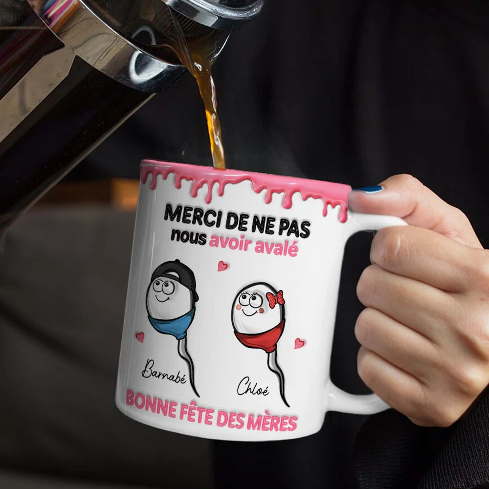 Gift For Mother,Gift For Women,Funny,French,French,Top Market,Non-Eng,Icon - Merci De Ne Pas Avoir Avalé - Impression Effet 3D Gonflé - Tasse Personnalisée