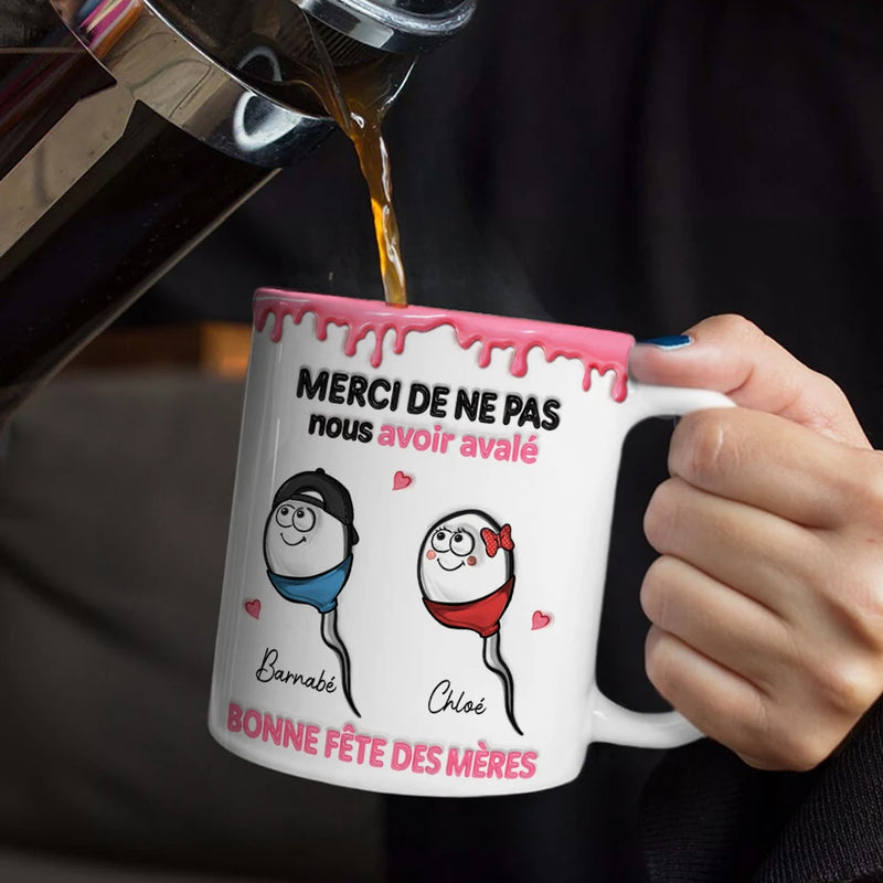 Gift For Mother,Gift For Women,Funny,French,French,Top Market,Non-Eng,Icon - Merci De Ne Pas Avoir Avalé - Impression Effet 3D Gonflé - Tasse Personnalisée