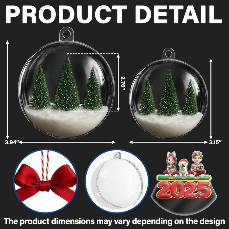 Christmas,Family,Happy - Merry Christmas All Family 3D Effect - Personalized 3D Acrylic Ball Ornament