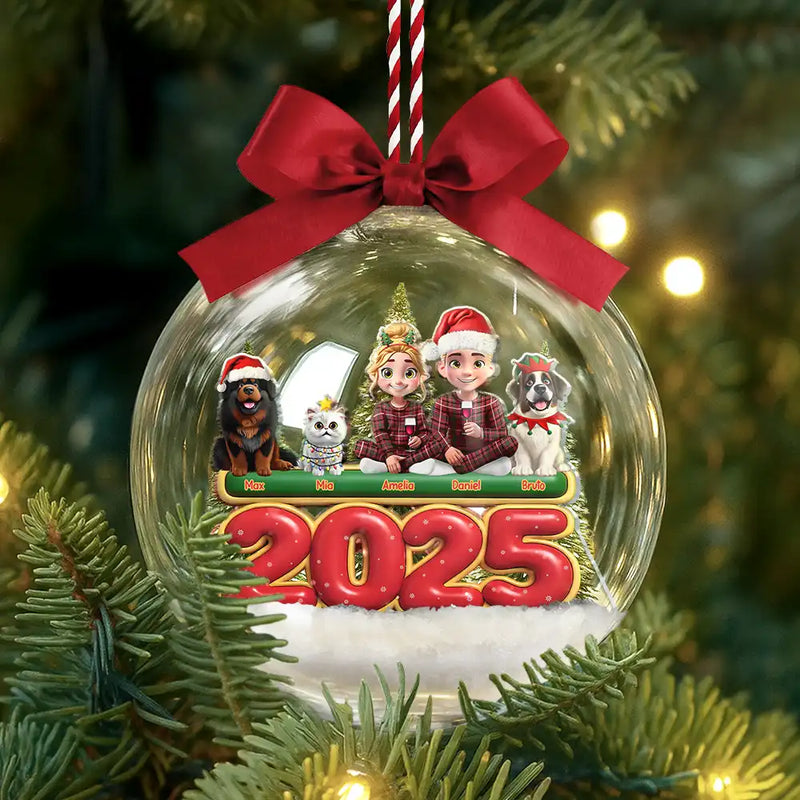Christmas,Family,Happy - Merry Christmas All Family 3D Effect - Personalized 3D Acrylic Ball Ornament