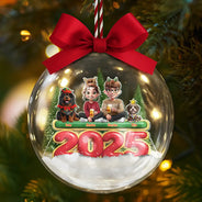 Christmas,Family,Happy - Merry Christmas All Family 3D Effect - Personalized 3D Acrylic Ball Ornament