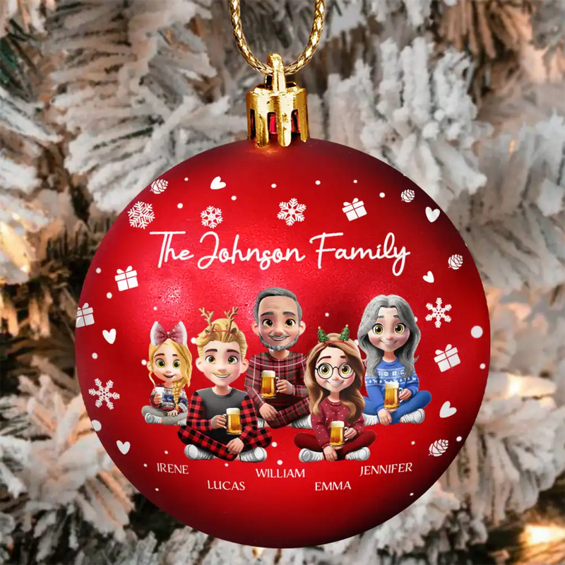 Christmas,Happy,Family - Merry Christmas My Family - Personalized Ball Ornament