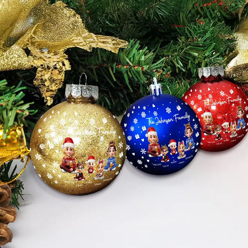 Christmas,Happy,Family - Merry Christmas My Family - Personalized Ball Ornament