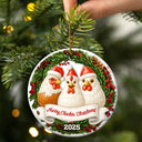 Farm,Gift For Yourself,Gift For Women,Gift For Men,Happy,Christmas - Merry Cluckin' Christmas 3D Effect - Personalized Circle Ceramic Ornament
