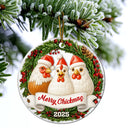 Farm,Gift For Yourself,Gift For Women,Gift For Men,Happy,Christmas - Merry Cluckin' Christmas 3D Effect - Personalized Circle Ceramic Ornament