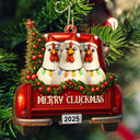 Farm, Gift For Yourself, Gift For Women, Gift For Men, Happy, Christmas - Merry Cluckmas Red Truck - Personalized Custom Shaped Wooden Ornament