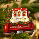 Farm, Gift For Yourself, Gift For Women, Gift For Men, Happy, Christmas - Merry Cluckmas Red Truck - Personalized Custom Shaped Wooden Ornament