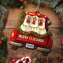 Farm, Gift For Yourself, Gift For Women, Gift For Men, Happy, Christmas - Merry Cluckmas Red Truck - Personalized Custom Shaped Wooden Ornament
