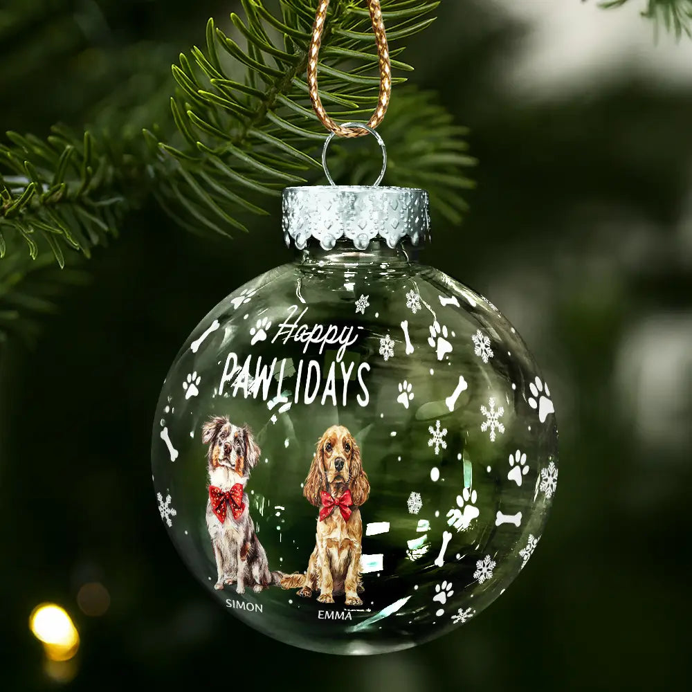 Dog Lovers,Pet Lovers,Happy,Christmas - Merry Woofmas - Personalized Ball Ornament