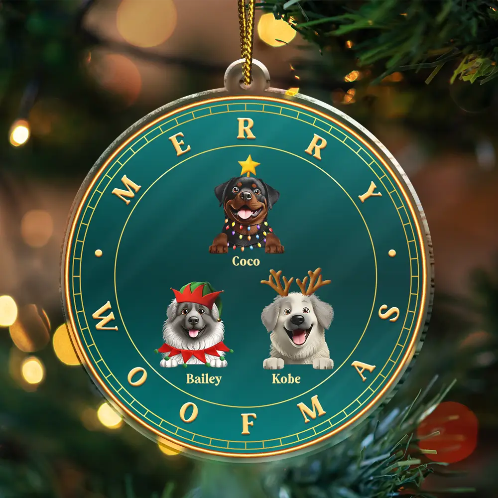 Merry Woofmas 3D Dog Cat - Personalized Custom Shaped Acrylic Ornament