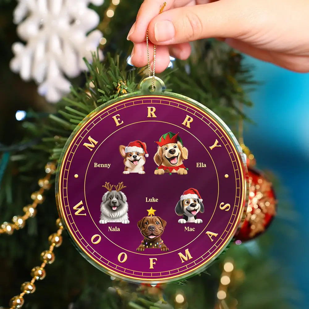 Merry Woofmas 3D Dog Cat - Personalized Custom Shaped Acrylic Ornament