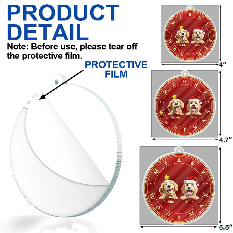 Merry Woofmas 3D Dog Cat - Personalized Custom Shaped Acrylic Ornament