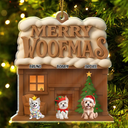 Happy,Christmas,Pet Lovers - Merry Woofmas 3D Effect - Personalized Custom Shaped Acrylic Ornament