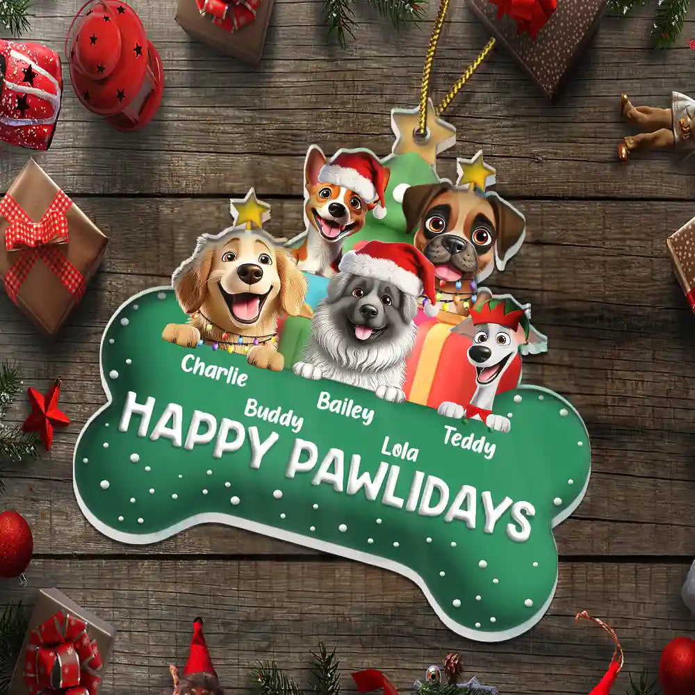Pet Lovers,Christmas,Funny,Dog Lovers - Merry Woofmas 3D Effect Dog - Personalized Custom Shaped Acrylic Ornament